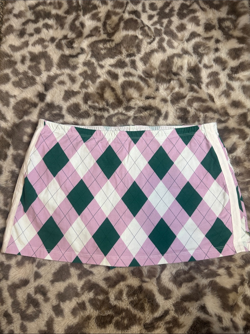 Urban Outfitters Pink, Green & White Argyle Mini Skirt